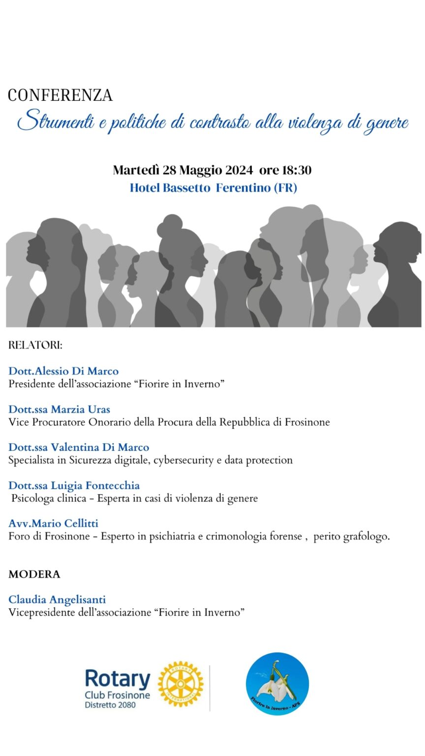 “Strumenti e politiche di contrasto alla violenza di genere”, mercoledì prossimo il convegno a Ferentino