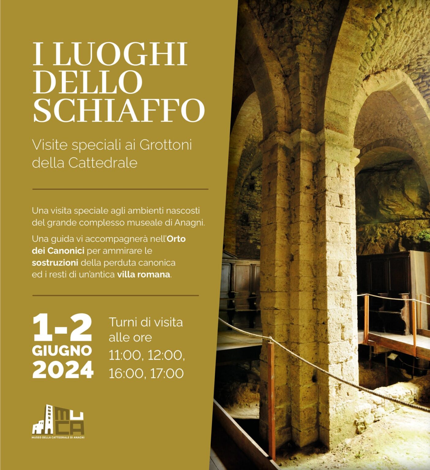 “I luoghi dello Schiaffo”: nel prossimo fine-settimana visite speciali ai Grottoni della Cattedrale di Santa Maria Annunziata