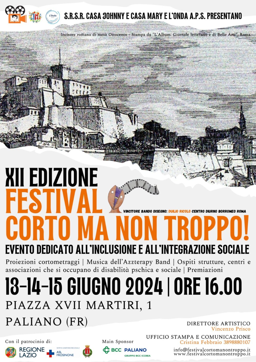 Paliano. Cinema, solidarietà e partecipazione: tutto pronto per la XII edizione del Festival “Corto… Ma non troppo!”