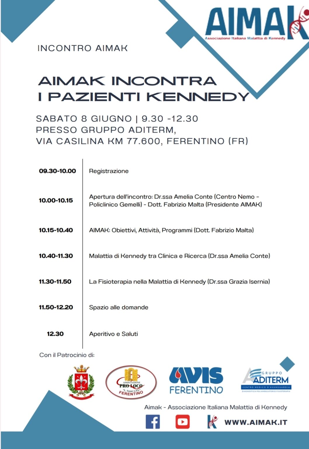 “Aimak incontra i pazienti Kennedy”: sabato l’incontro a Ferentino