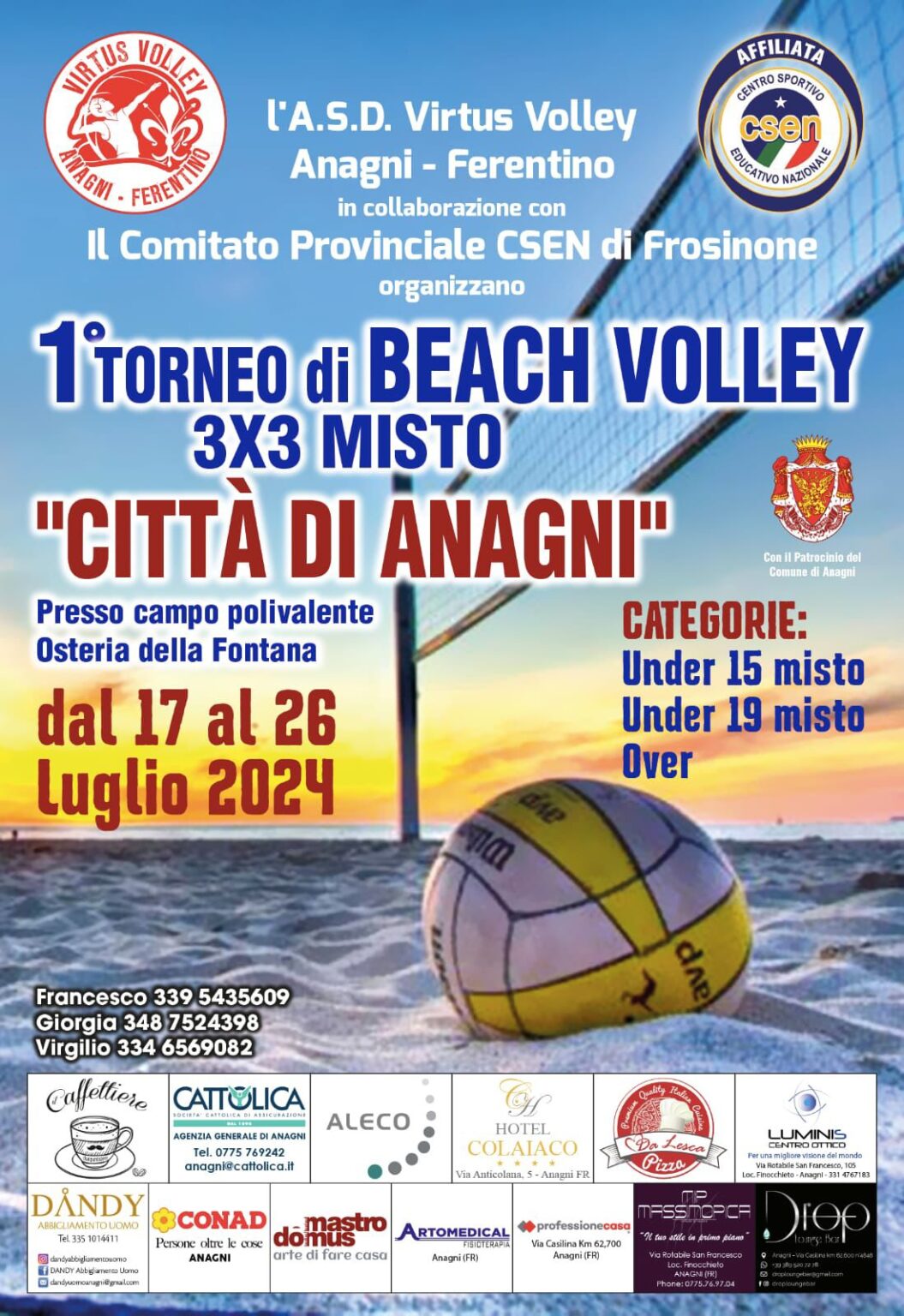 Ad Osteria della Fontana di Anagni la prima edizione del Torneo di beach-volley “Città di Anagni”
